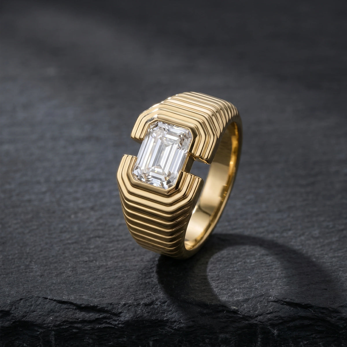Gold Emerald Frame Ring