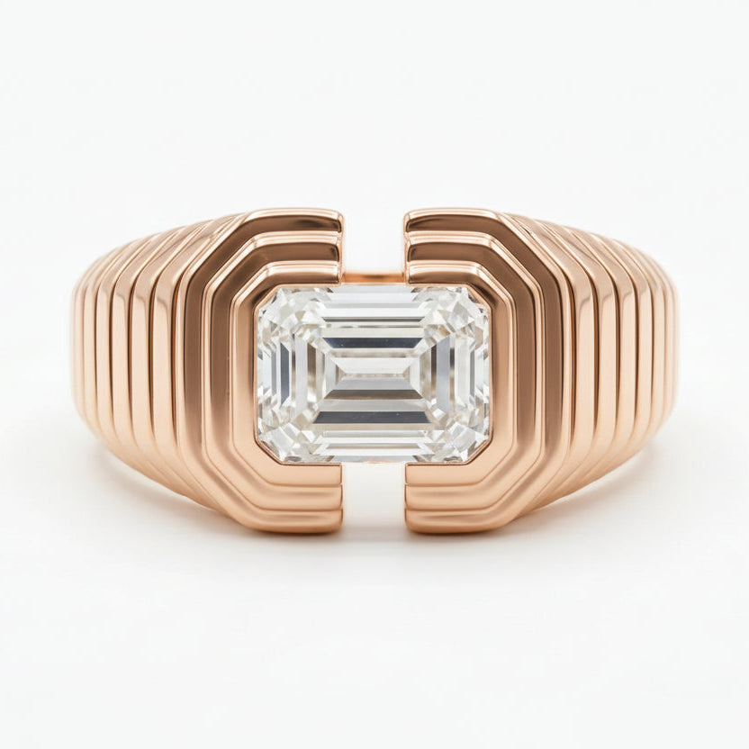 Gold Emerald Frame Ring