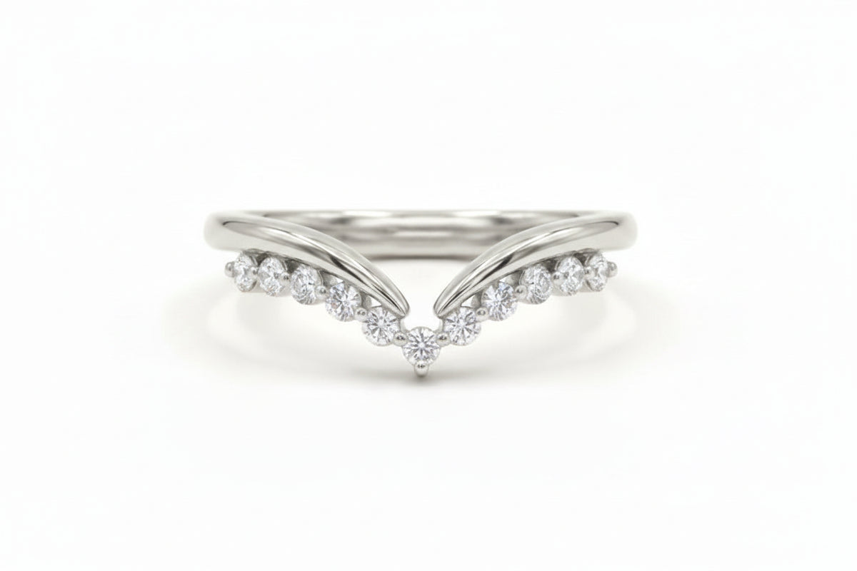 Gold V Curve Pave Ring