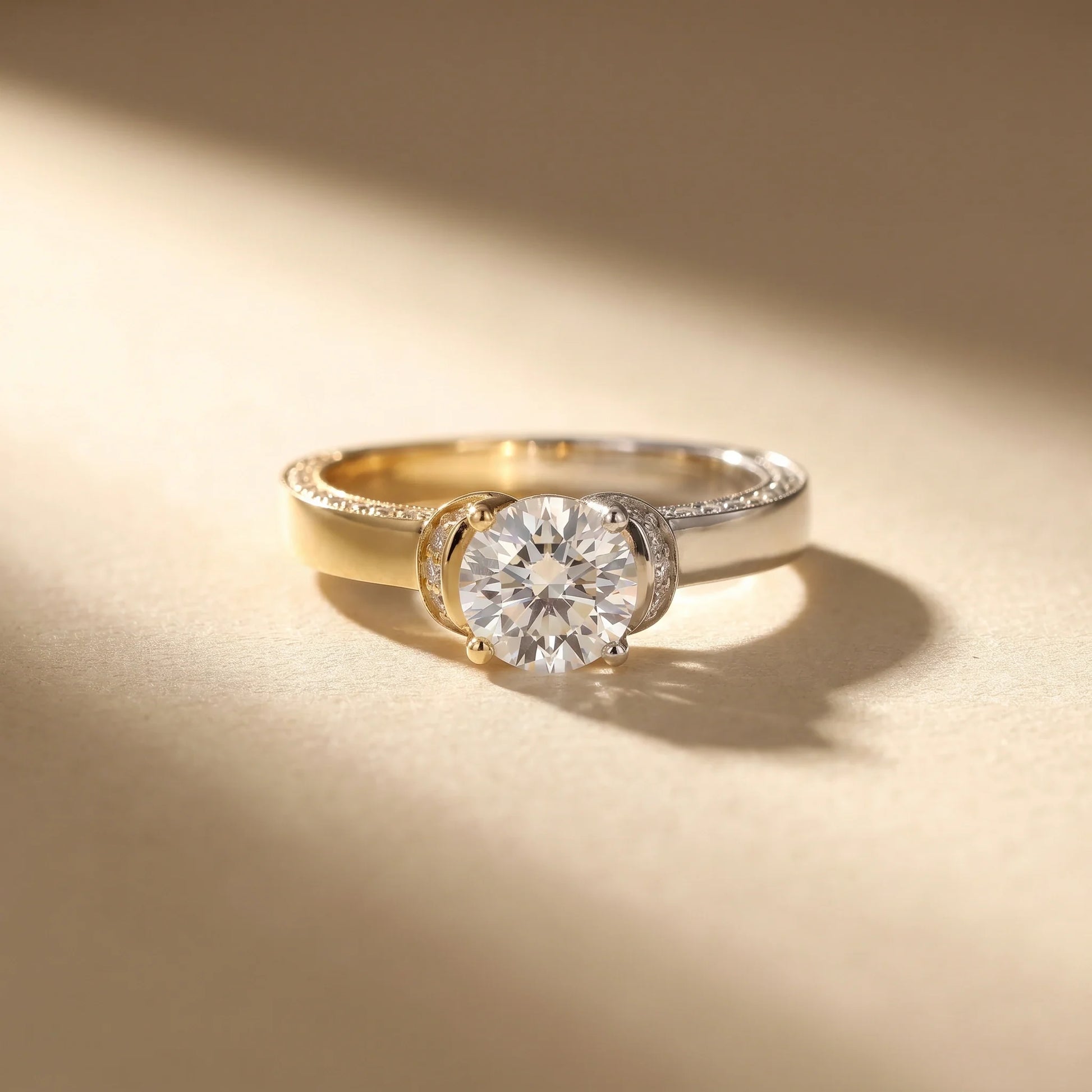 Dual Tone Embrace Solitaire Ring
