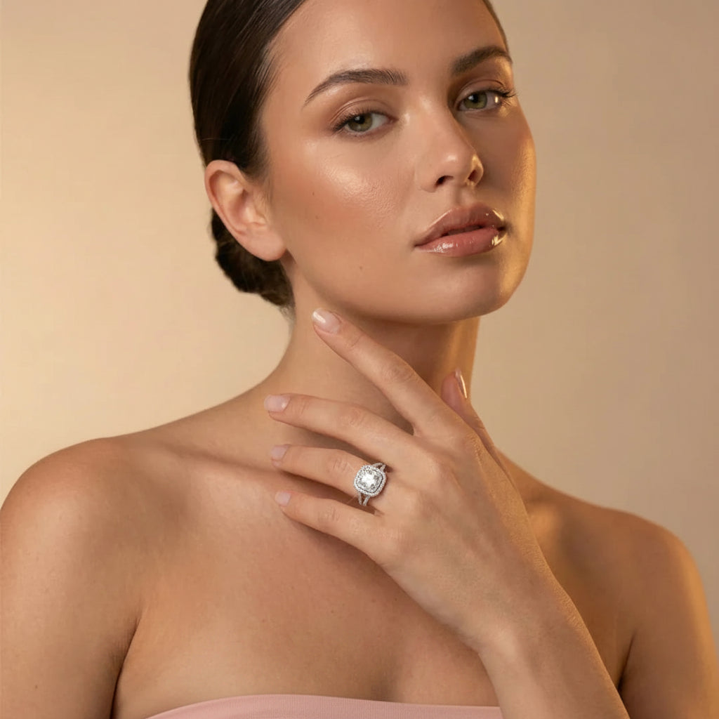 Cushion Split Shank Halo Ring