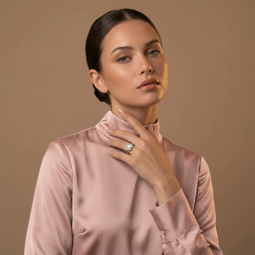 Cushion Split Shank Halo Ring