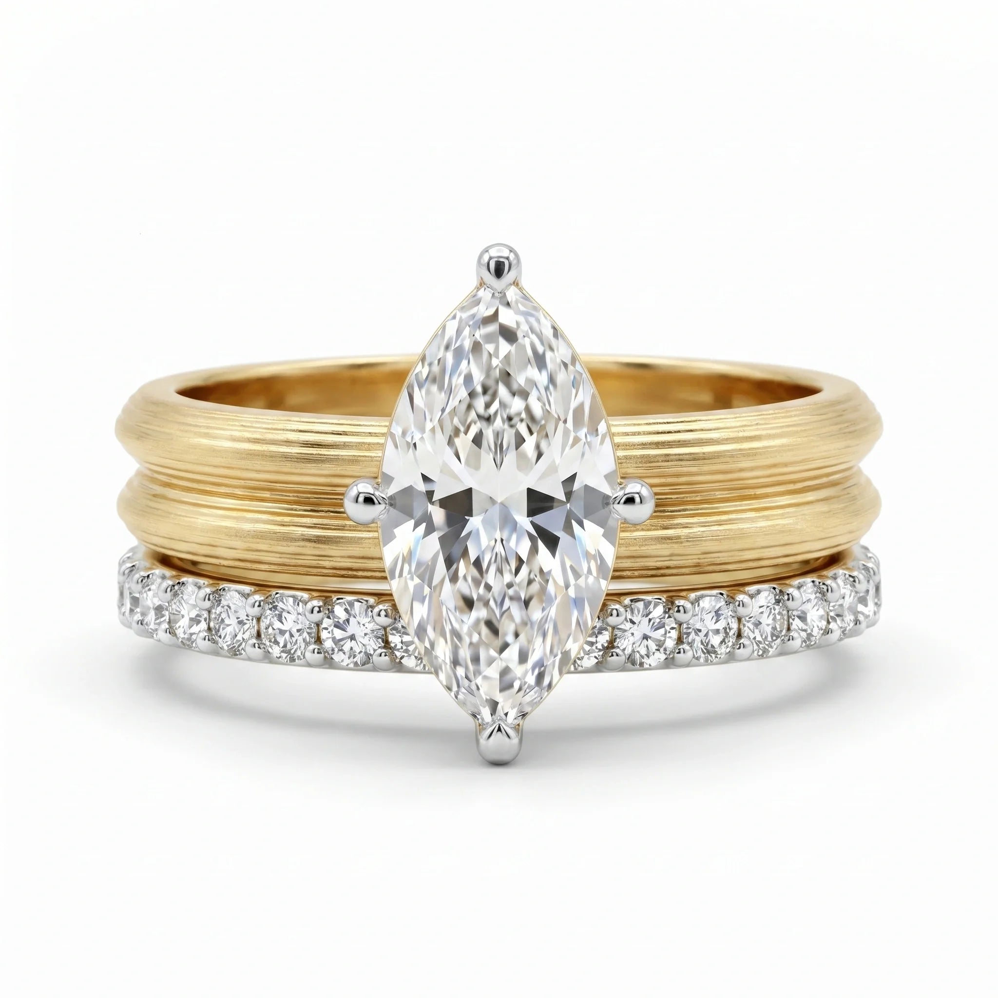 Gold Marquise Duo Ring Set
