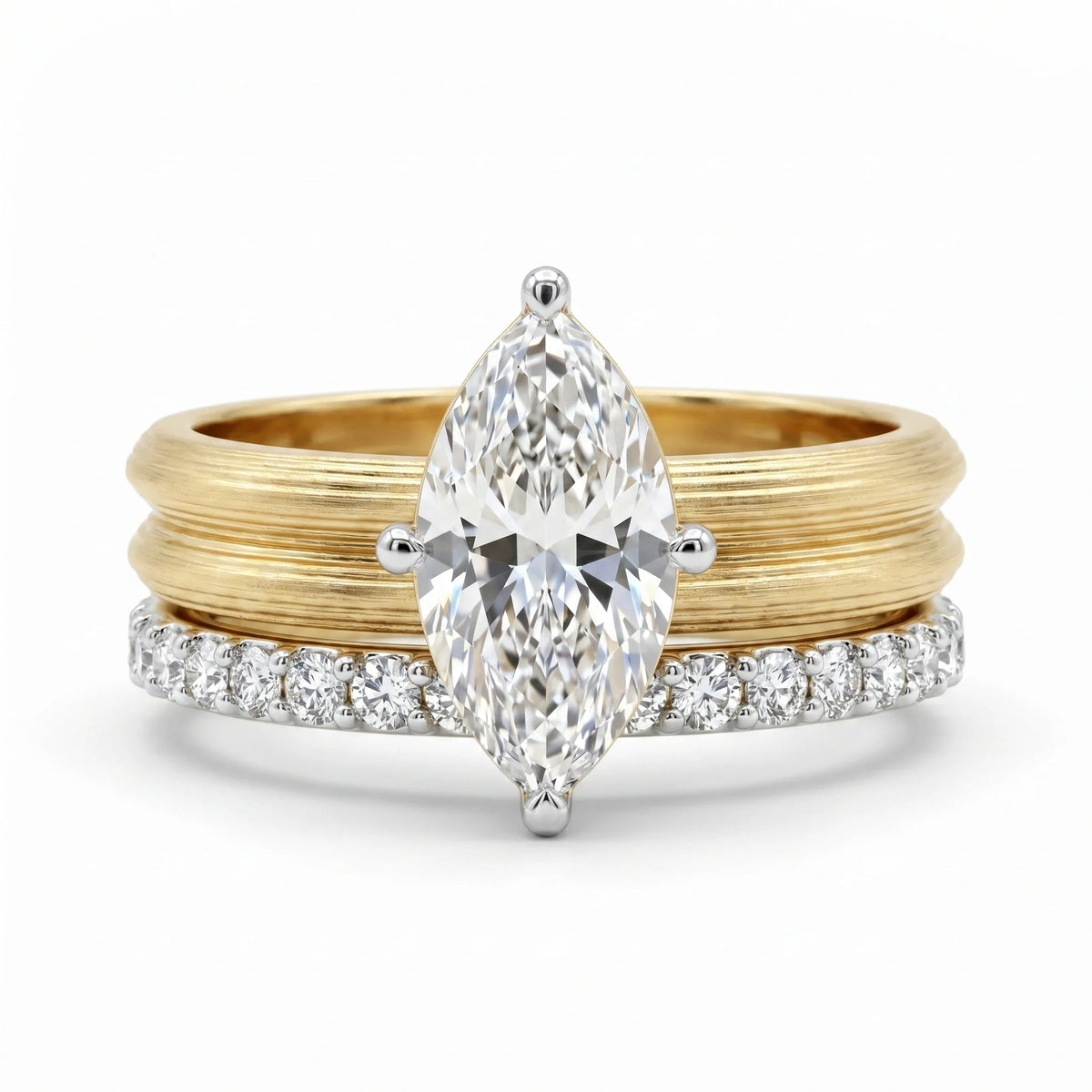 Gold Marquise Duo Ring Set