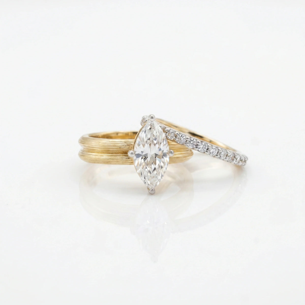 Gold Marquise Duo Ring Set