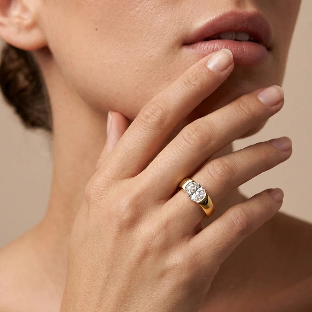 Oval Dome Solitaire Ring
