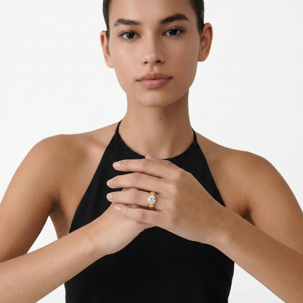Oval Dome Solitaire Ring