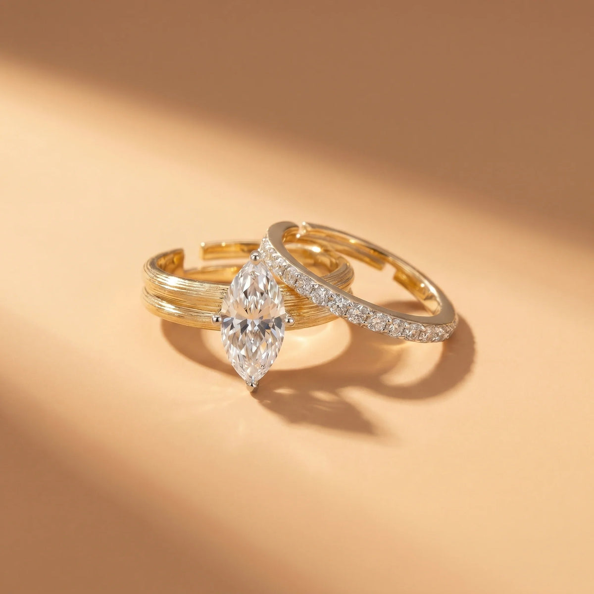Gold Marquise Duo Ring Set