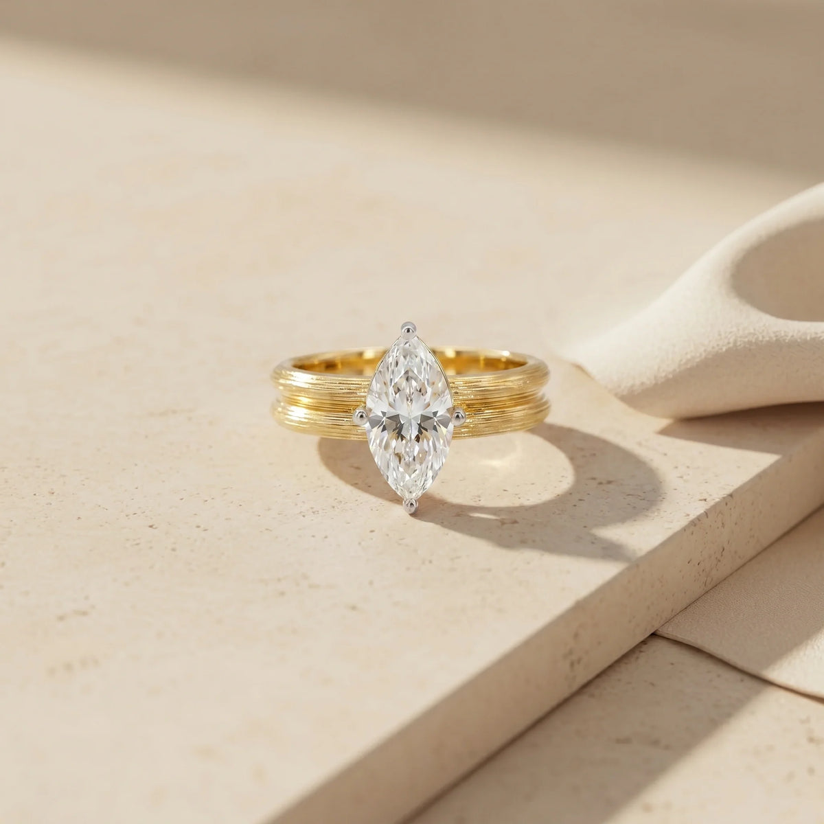 Gold Marquise Duo Ring Set