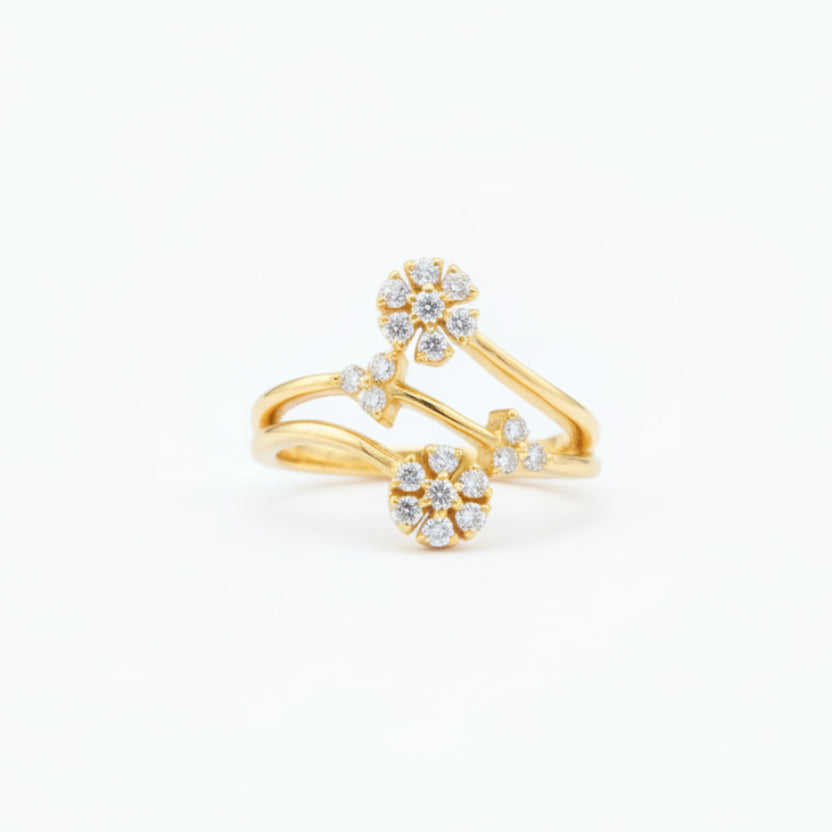 Silver Floral Bypass Cluster Ring