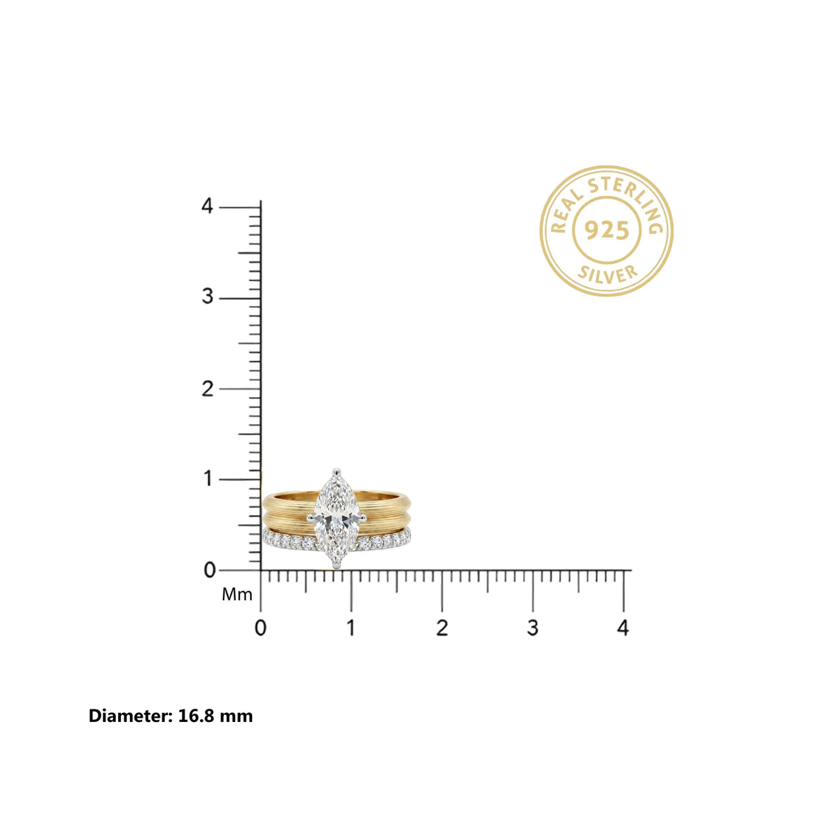 Gold Marquise Duo Ring Set