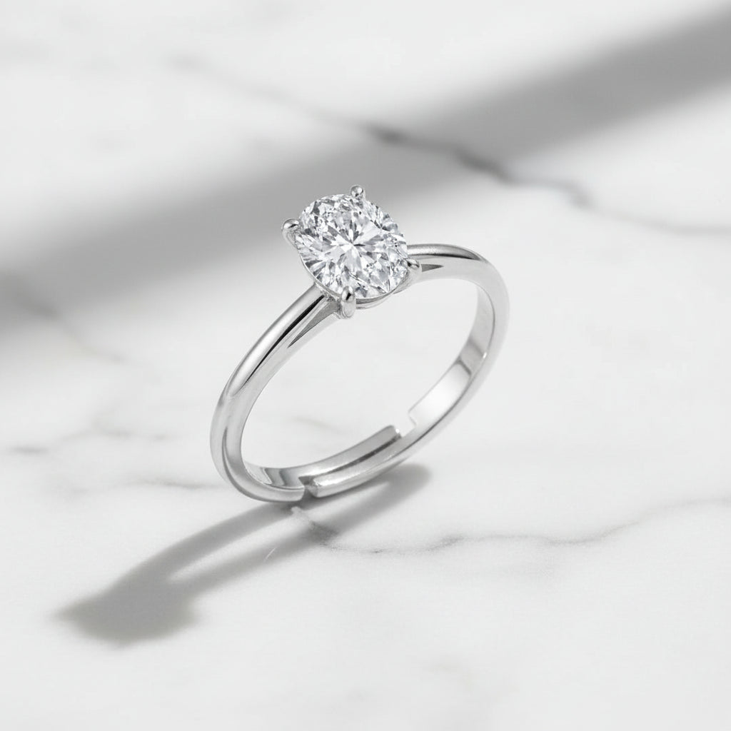 Oval Solitaire Adjustable Ring