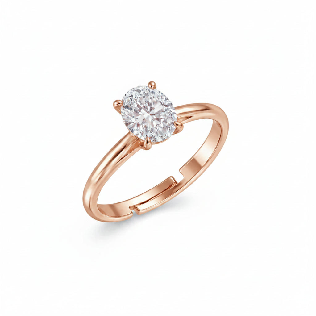 Oval Solitaire Adjustable Ring