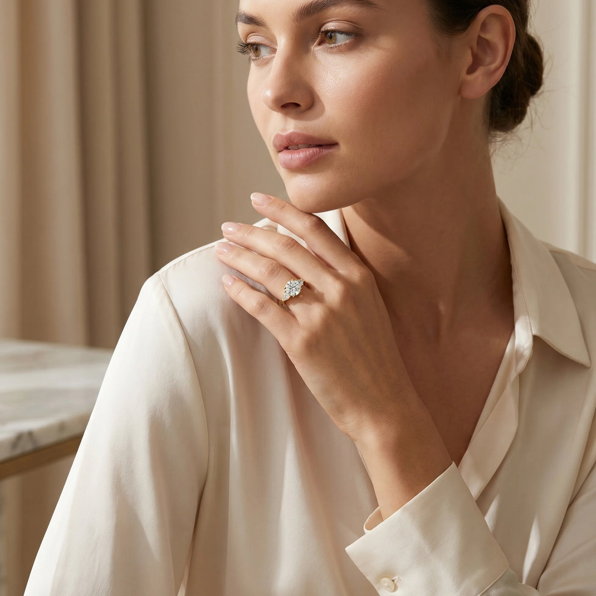 Gold Trinity Stone Ring