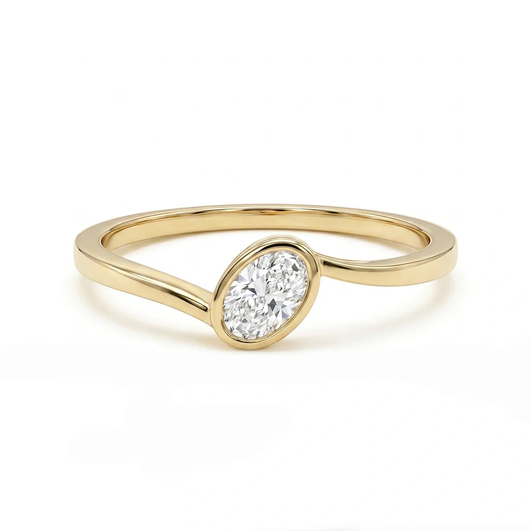 Gold Oval Bezel Solitaire Ring
