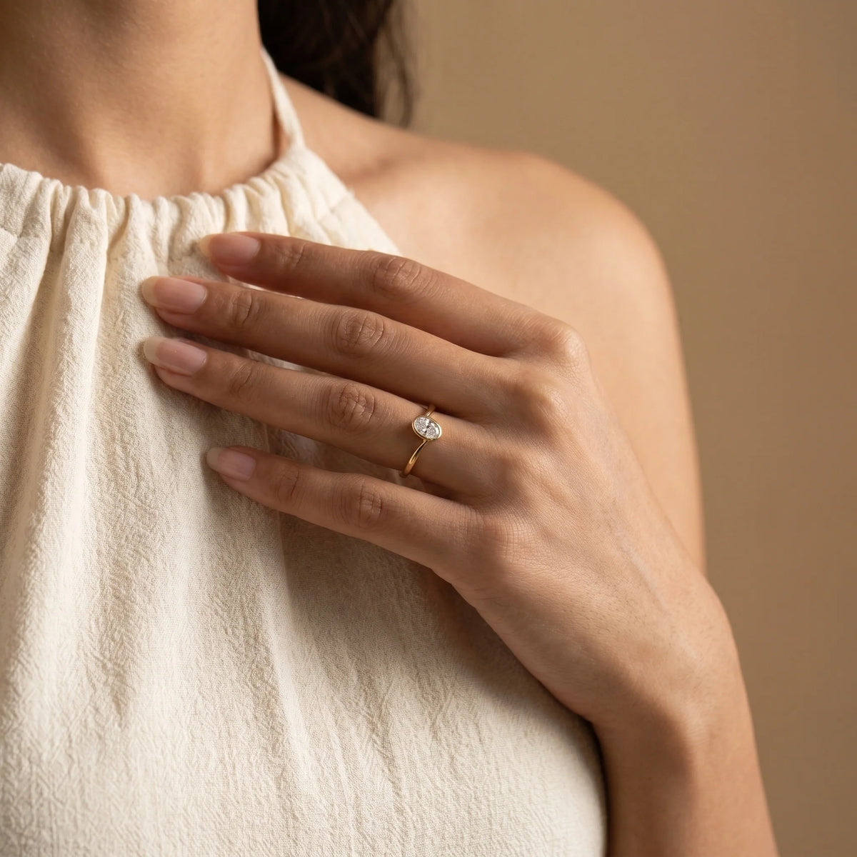 Gold Oval Bezel Solitaire Ring