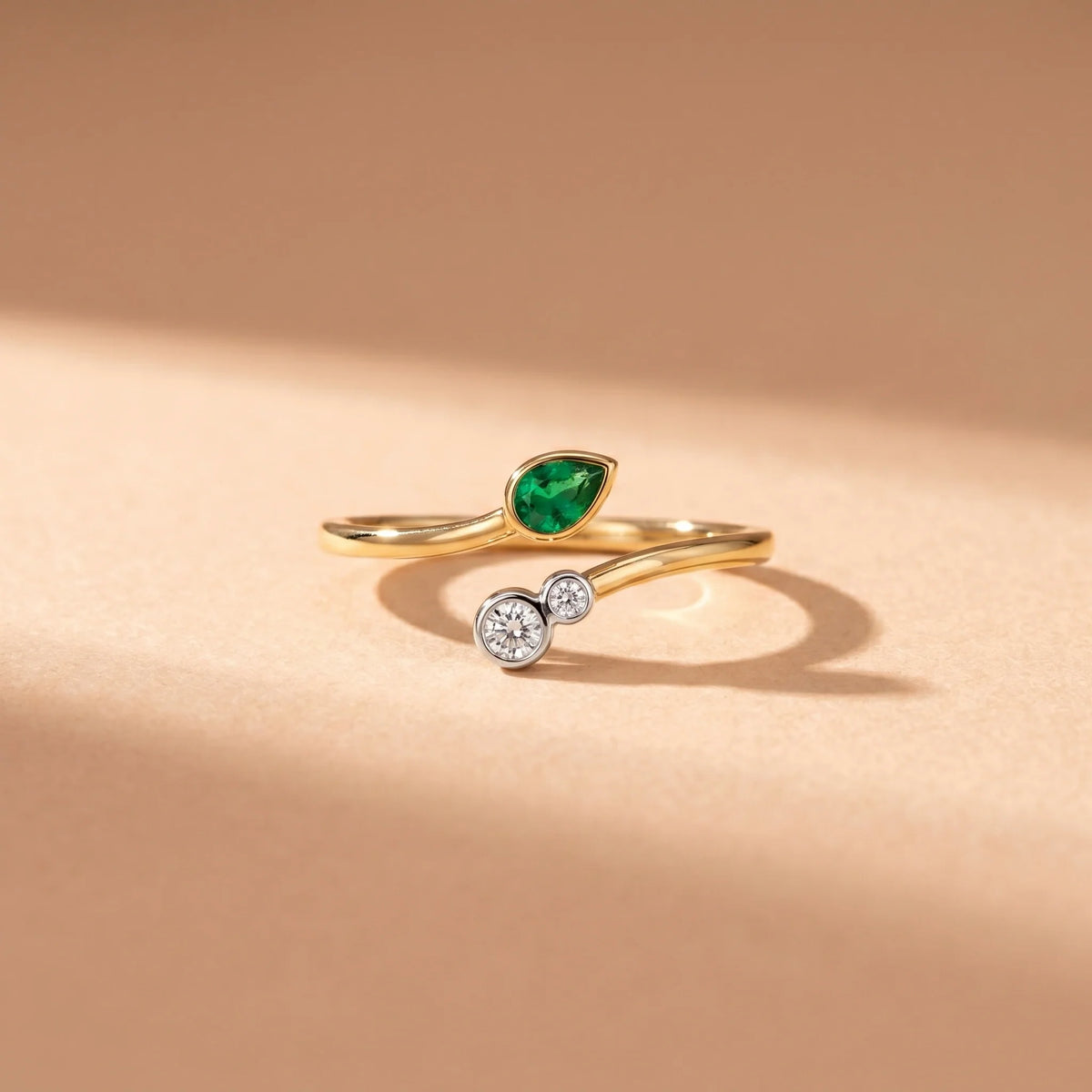 Gold Pear Open Wrap Ring