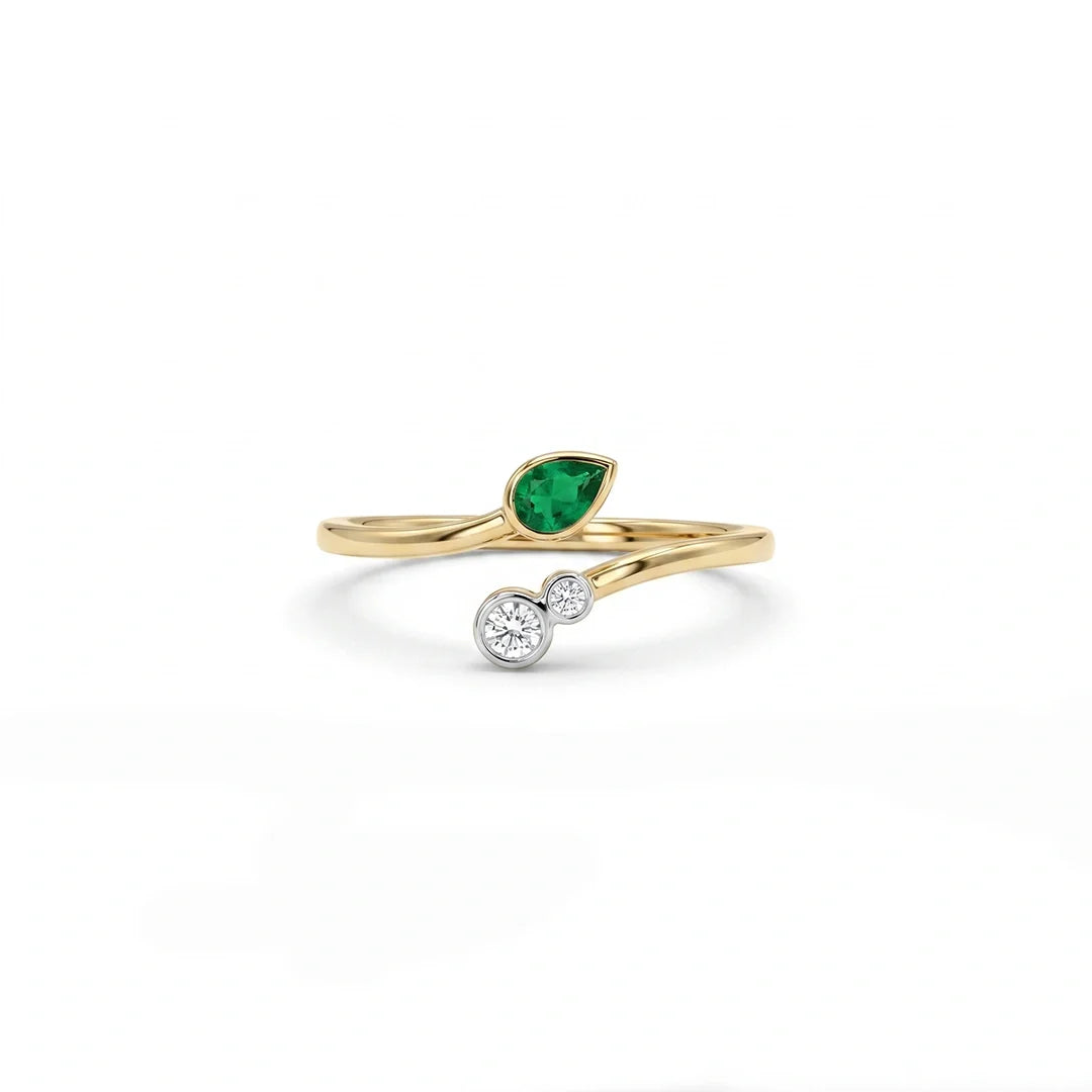 Gold Pear Open Wrap Ring