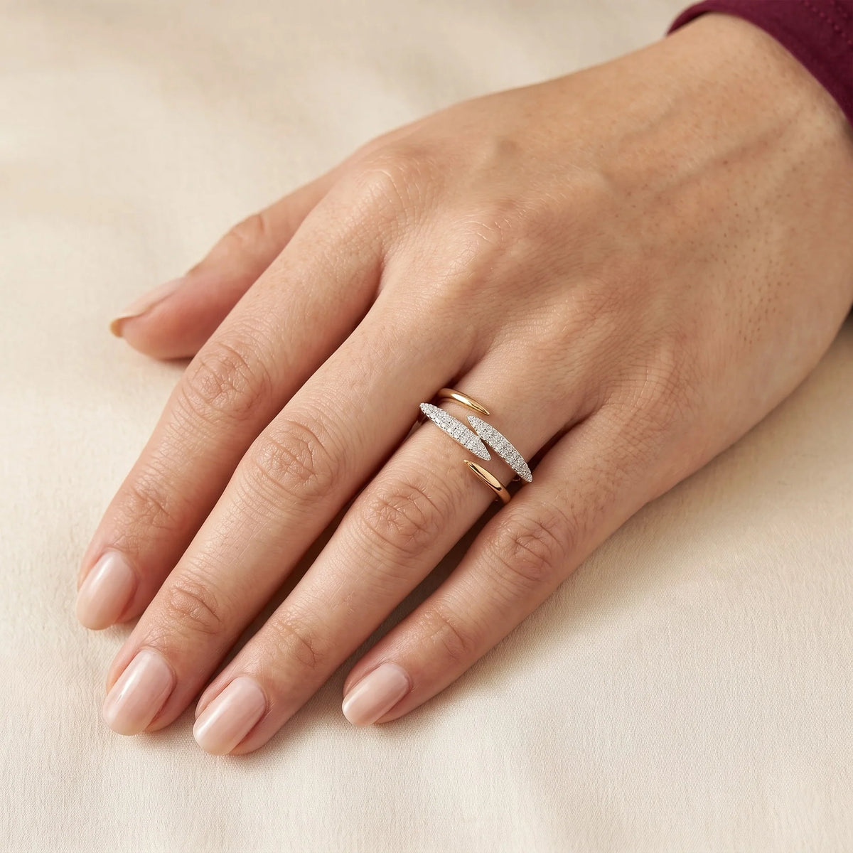 Gold Ribbon Crossover Ring