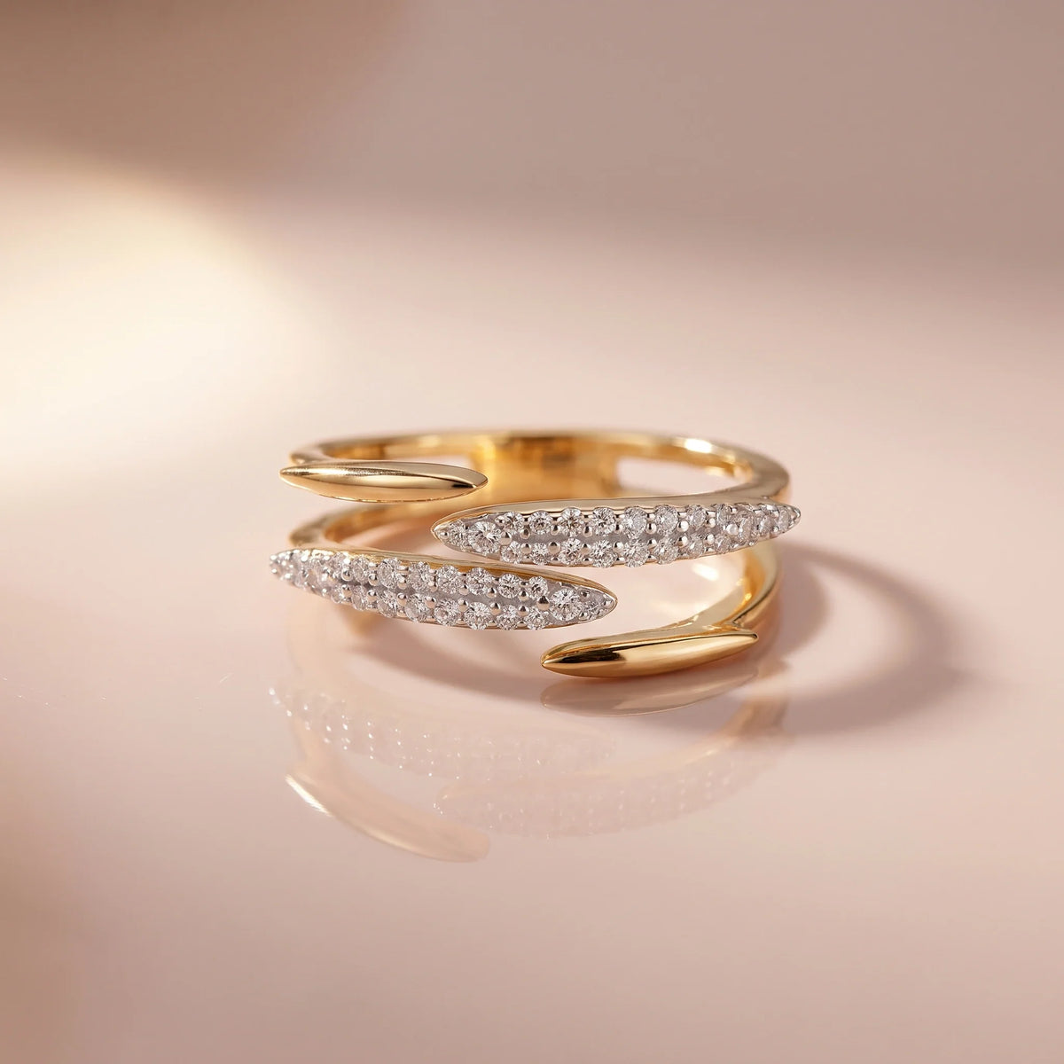 Gold Ribbon Crossover Ring