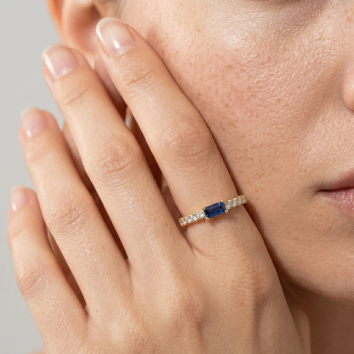 Gold Sapphire Baguette Ring
