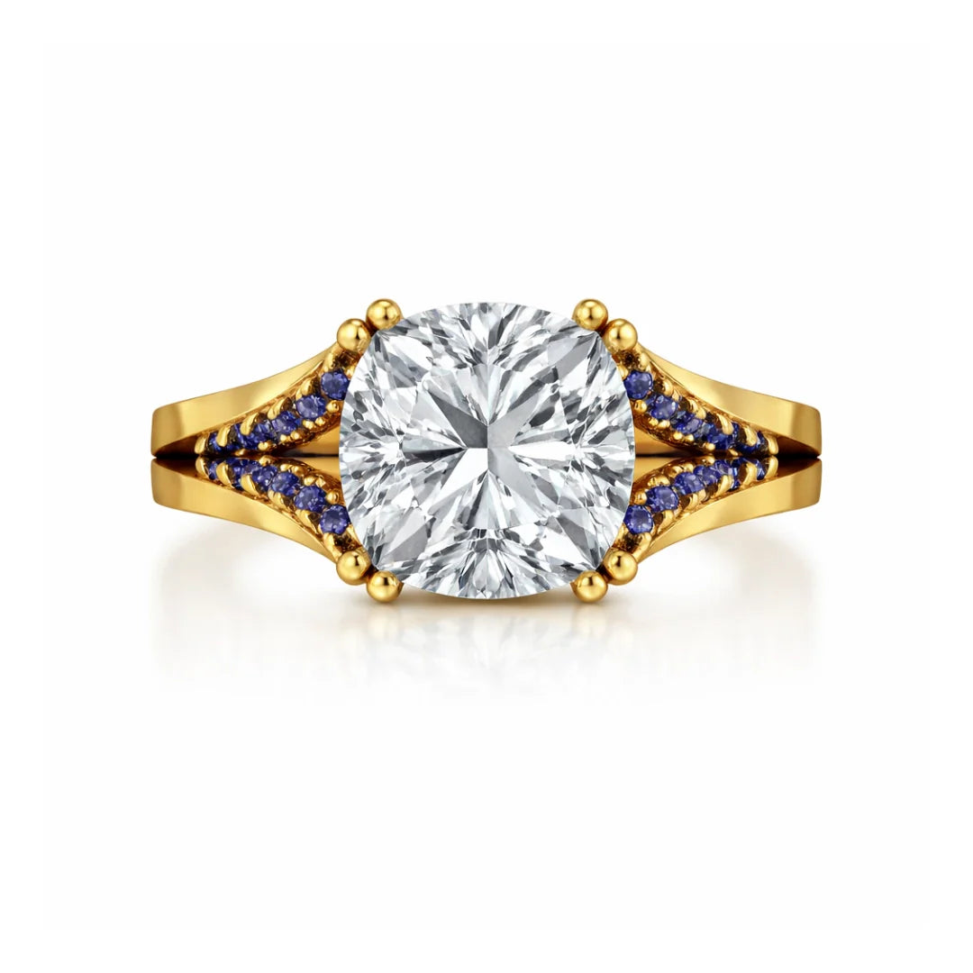 Cushion Split Solitaire Ring
