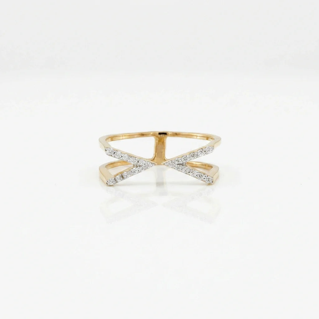 Gold Crossline Spark Ring