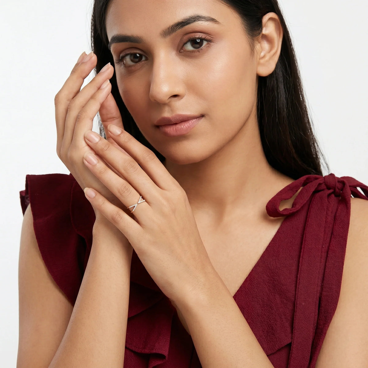 Gold Crossline Spark Ring