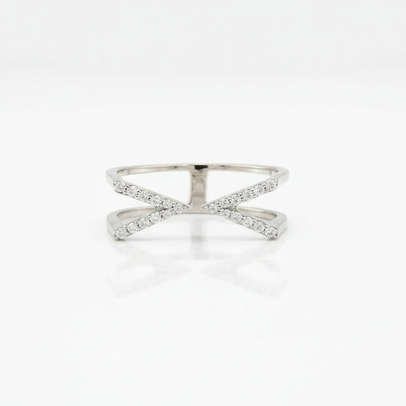 Gold Crossline Spark Ring