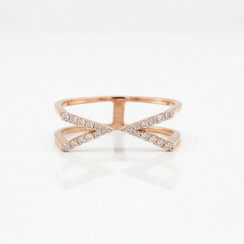 Gold Crossline Spark Ring