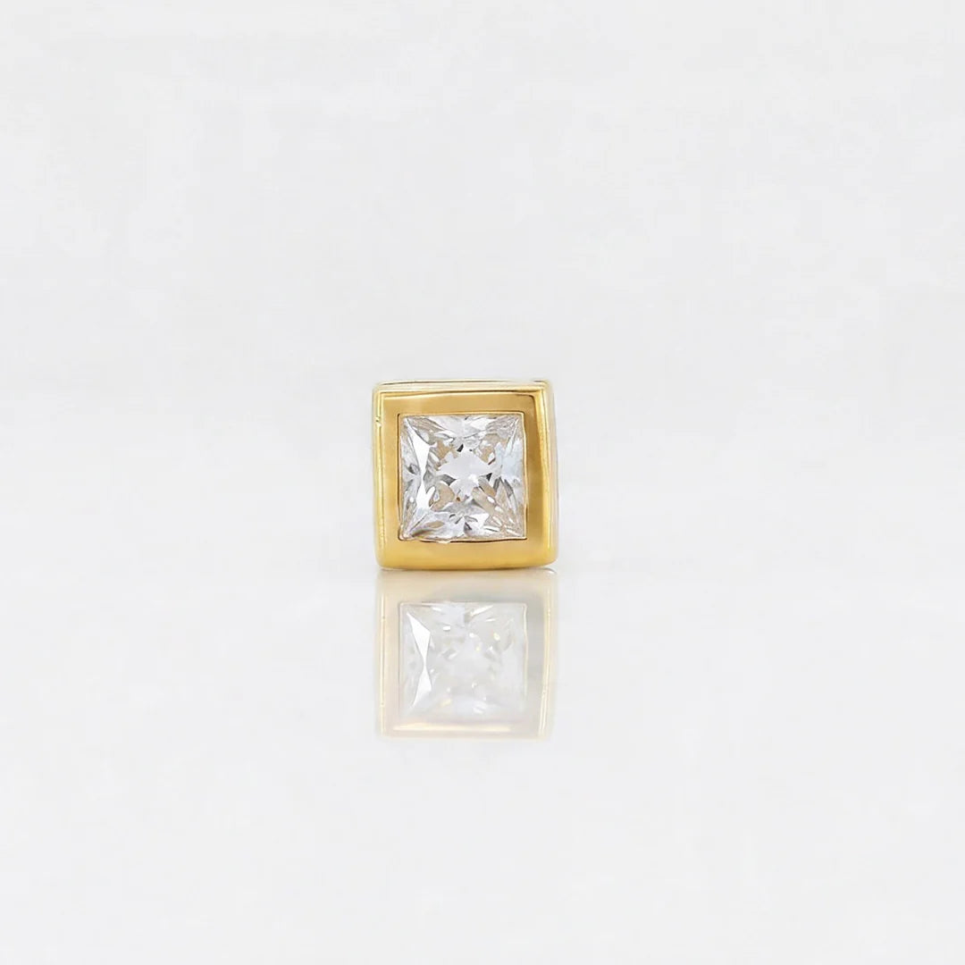 Gold Square Frame Stud Earrings