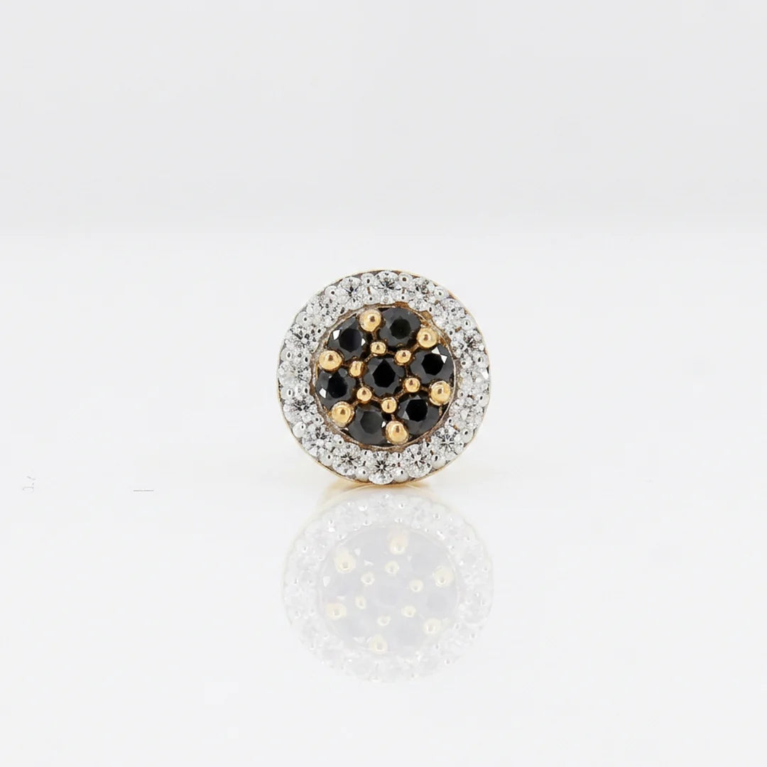 Gold Noir Halo Stud