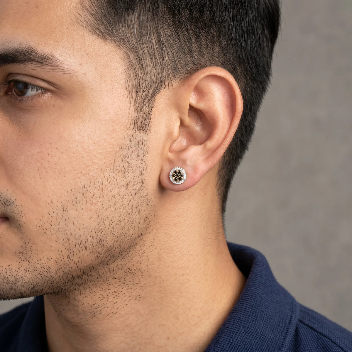 Gold Noir Halo Stud