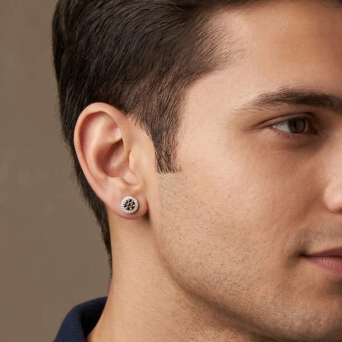 Gold Noir Halo Stud