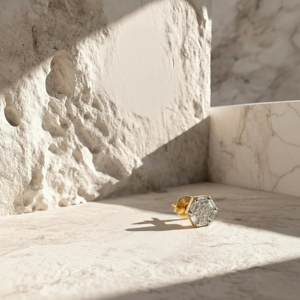 Gold Hexa Cluster Stud