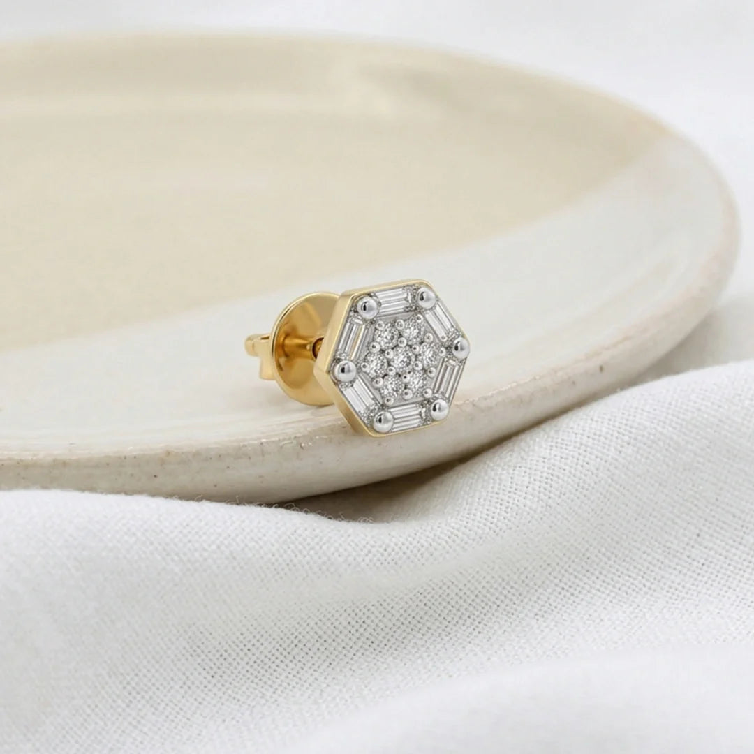 Gold Hexa Cluster Stud