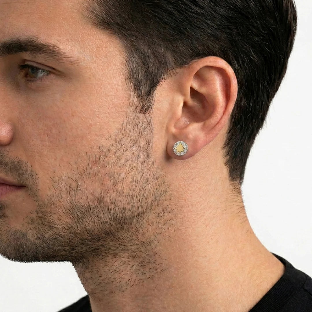 Gold Starburst Halo Stud Earrings