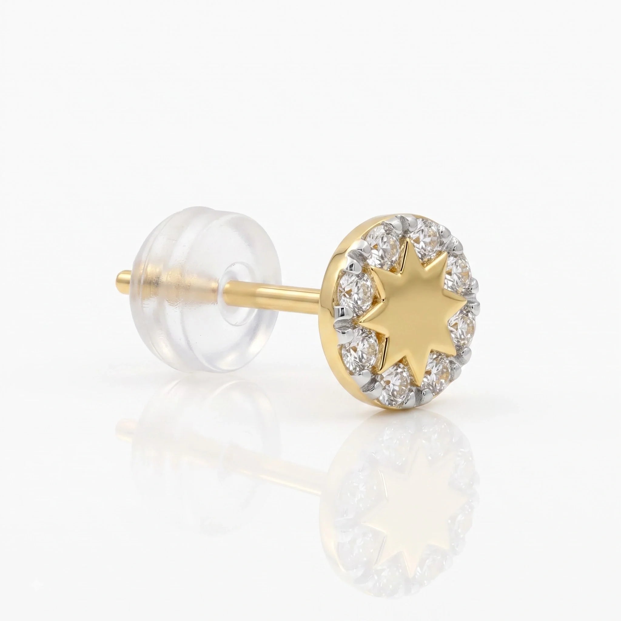 Gold Starburst Halo Stud Earrings