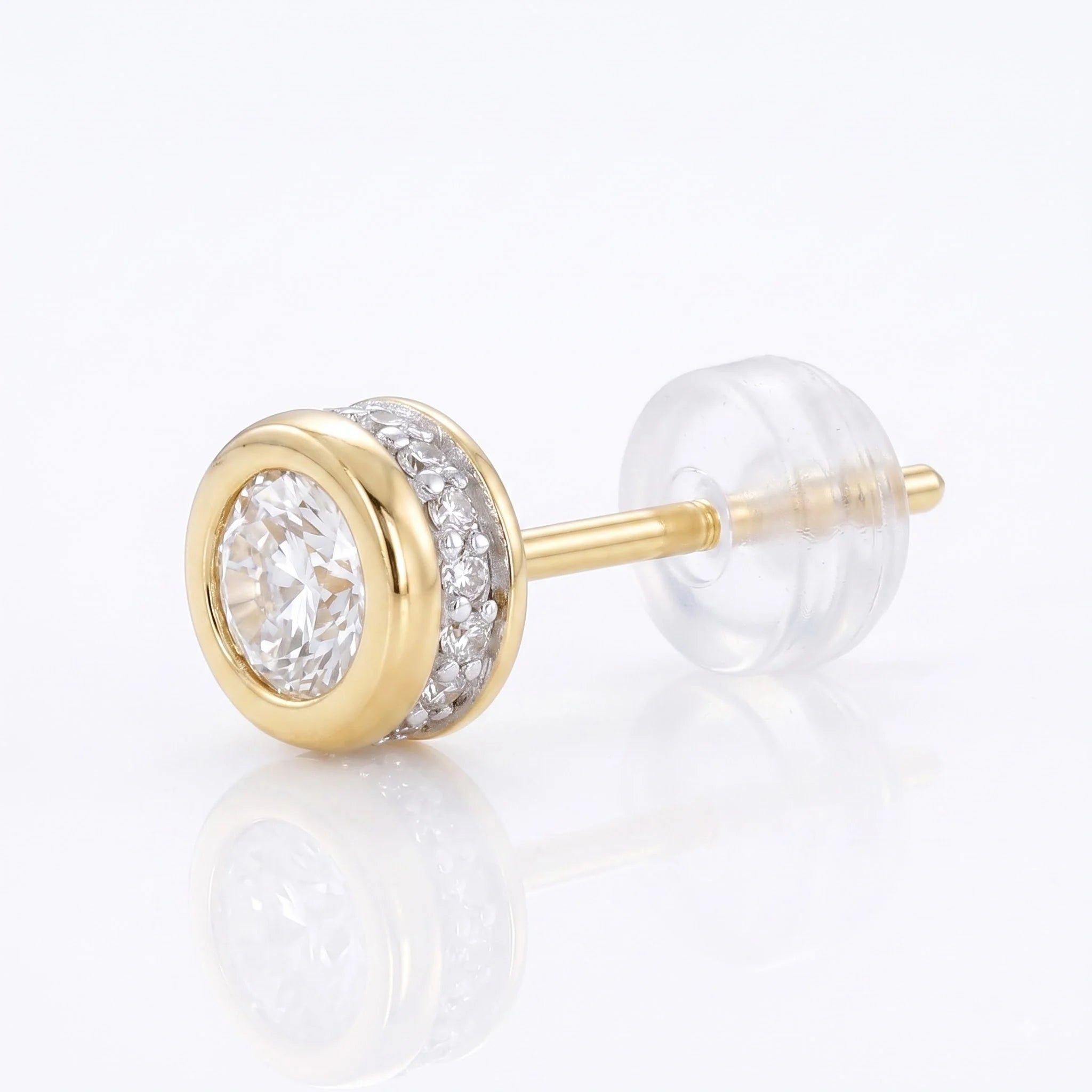 Gold Halo Disc Stud