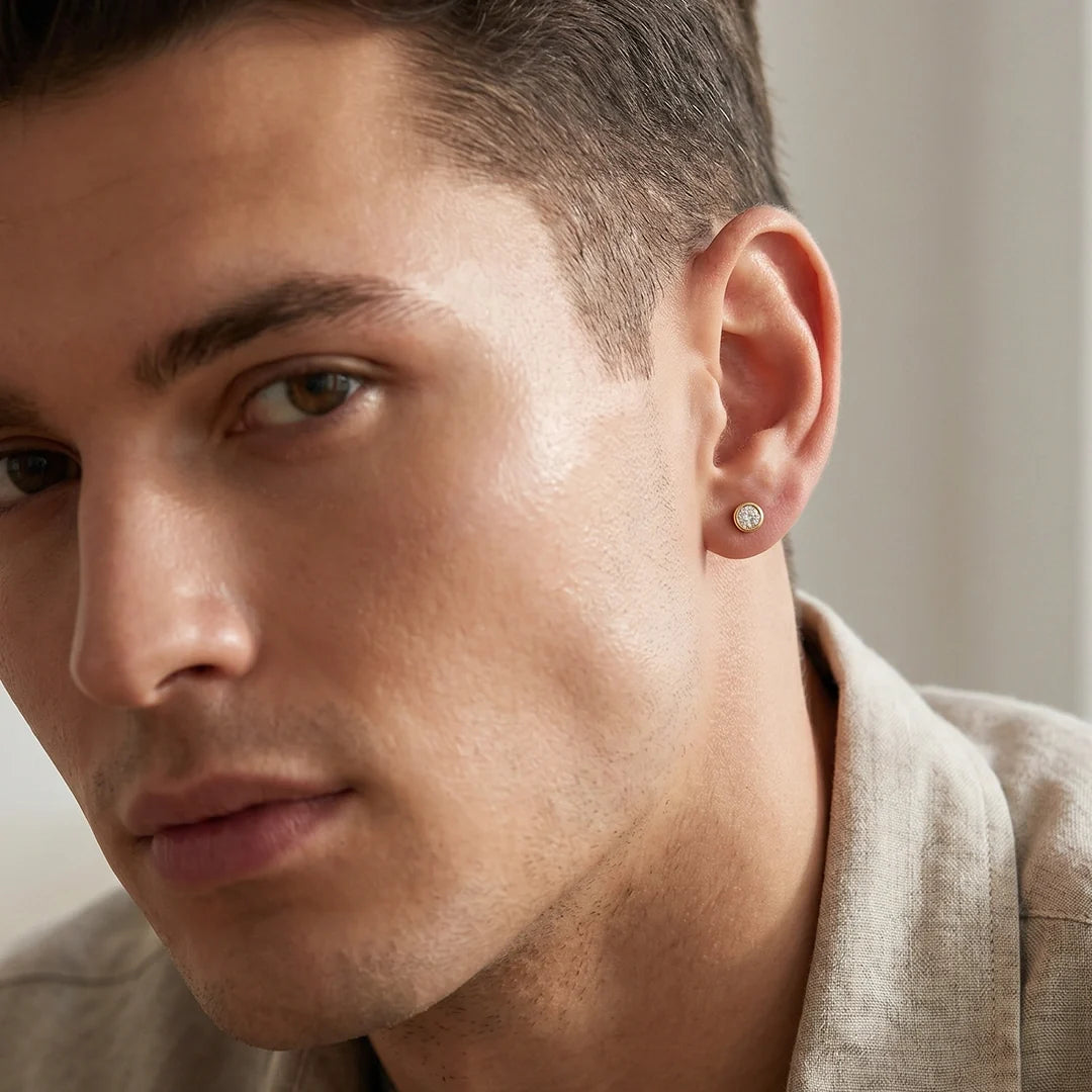 Gold Halo Disc Stud