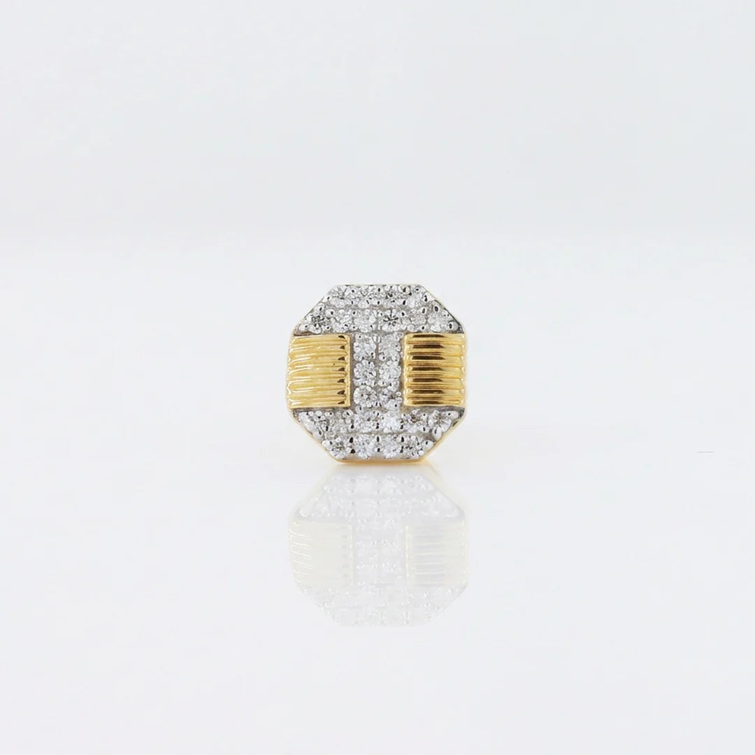 Gold Octagon Pavé Stud Earrings