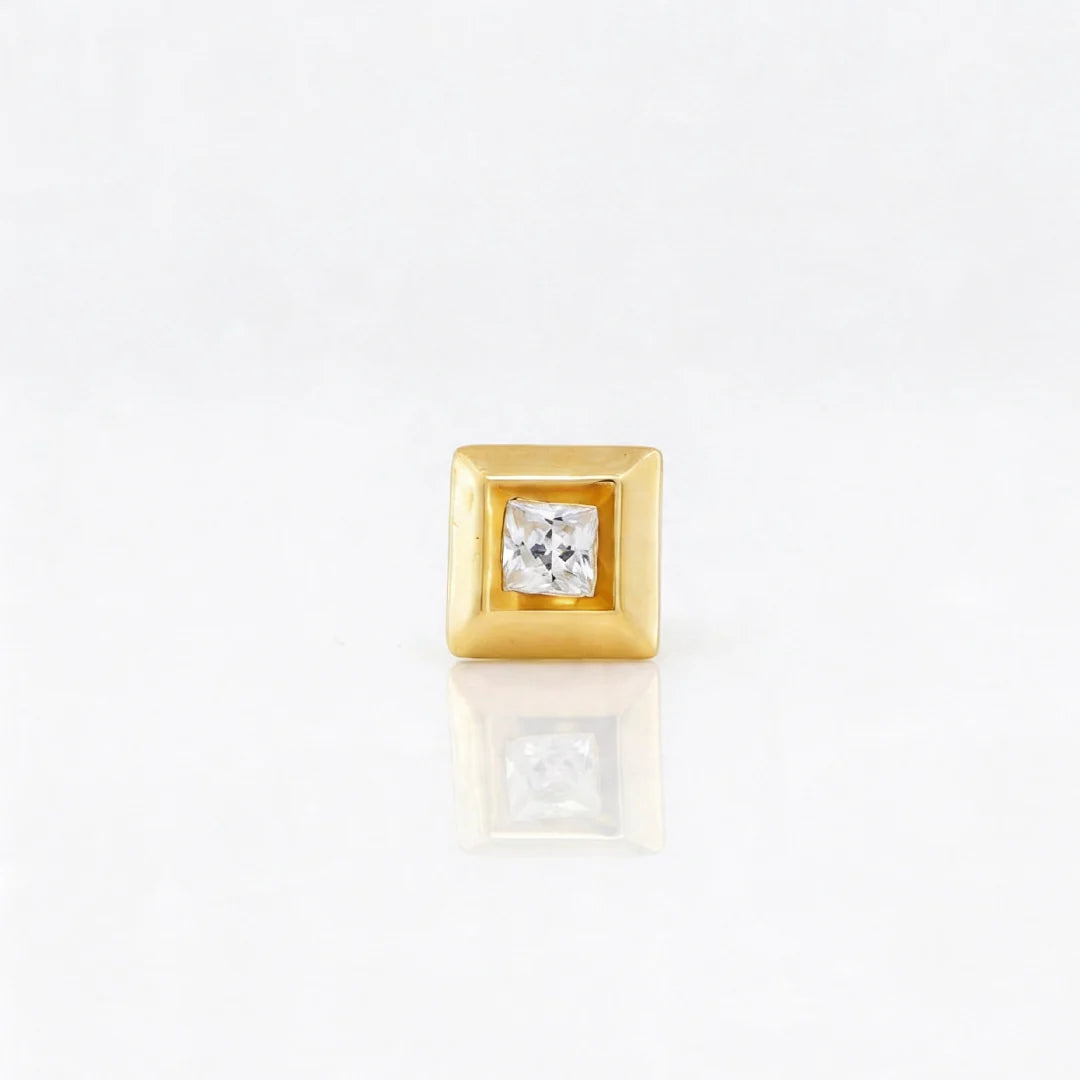 Gold Pyramid Stud Earrings