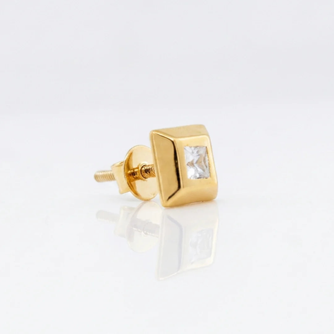 Gold Pyramid Stud Earrings