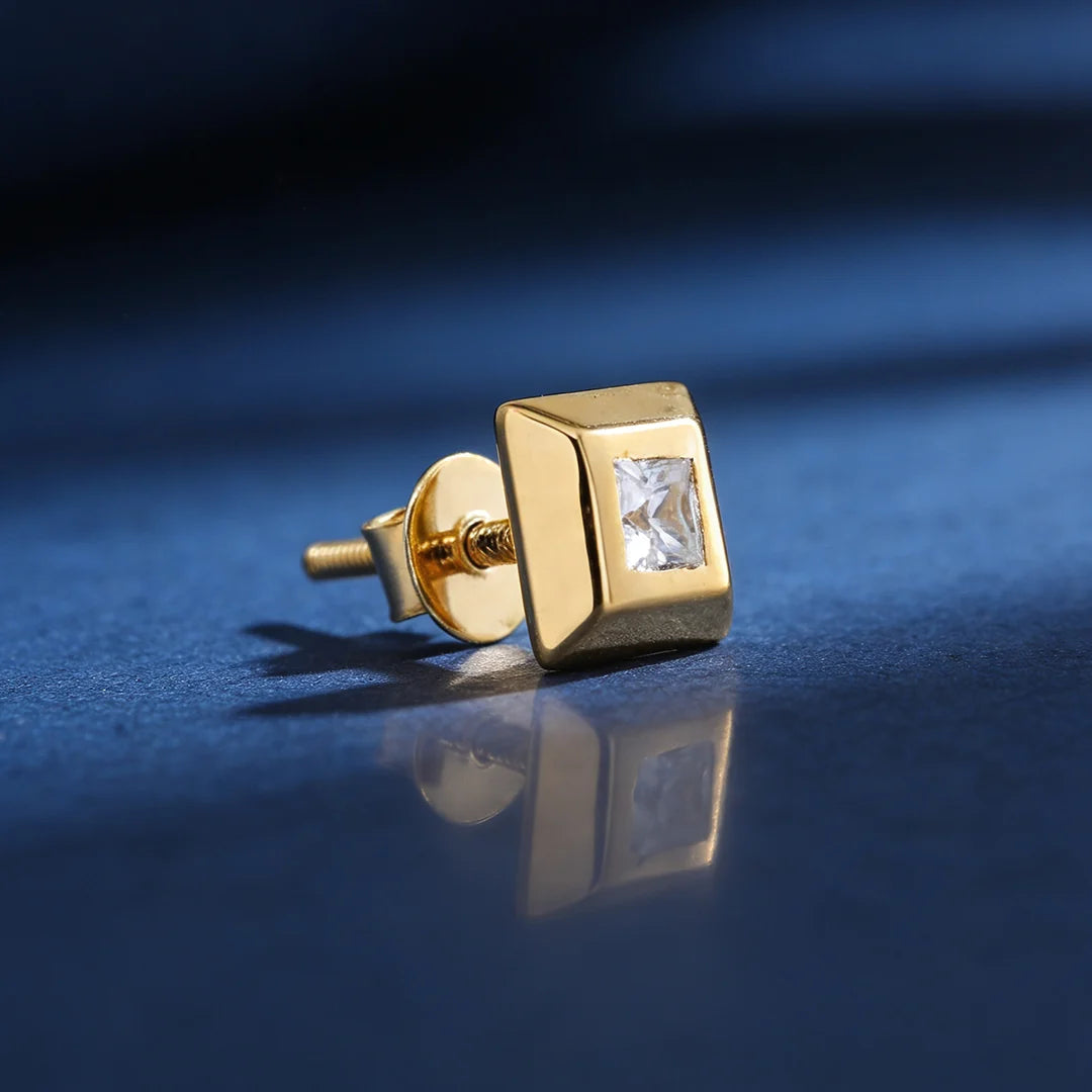 Gold Pyramid Stud Earrings