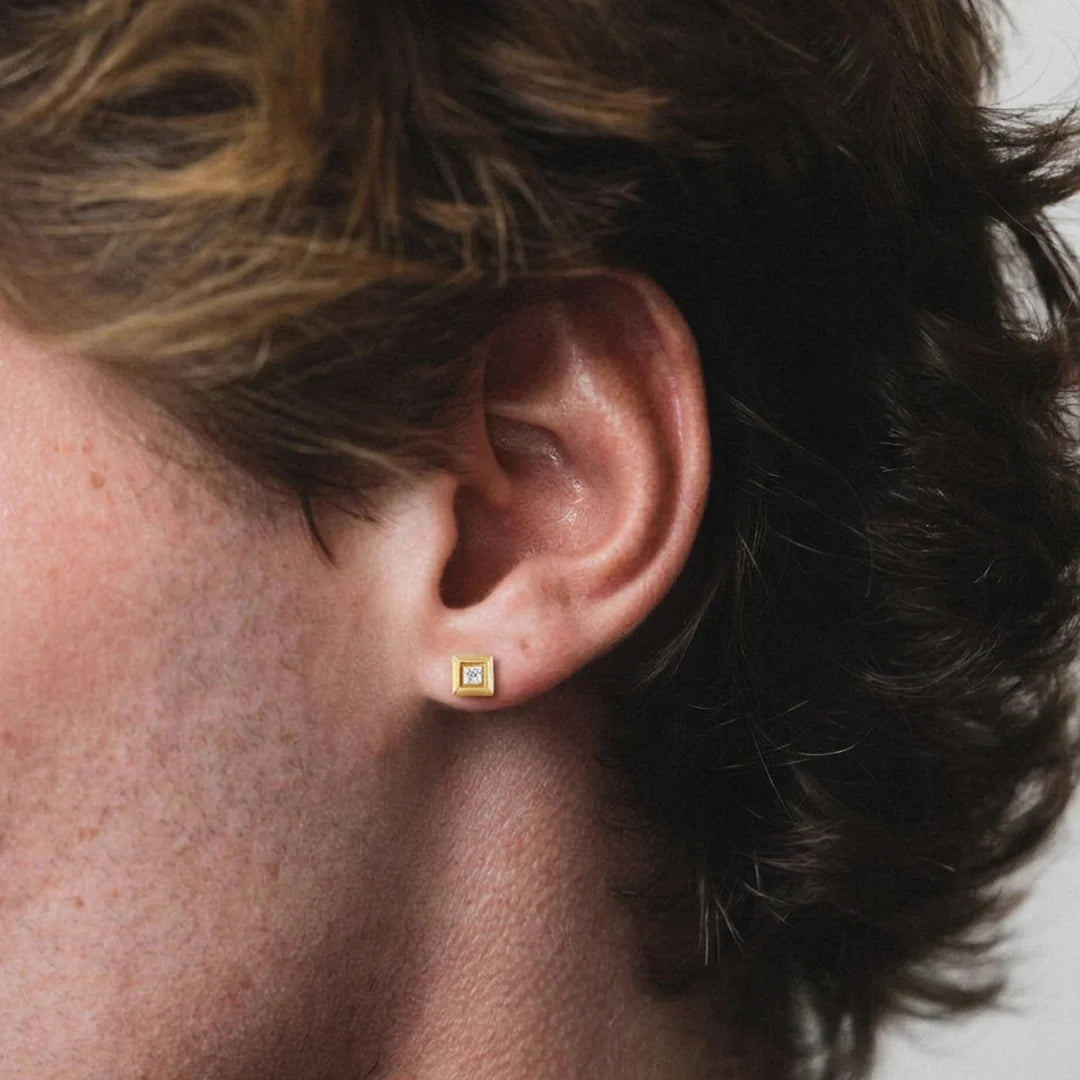 Gold Pyramid Stud Earrings