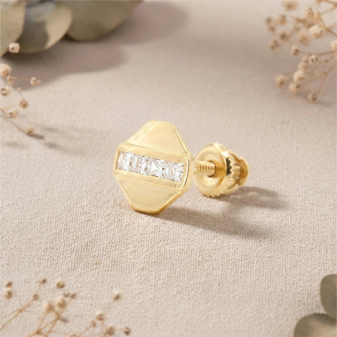 Gold Horizon Bar Stud Earrings