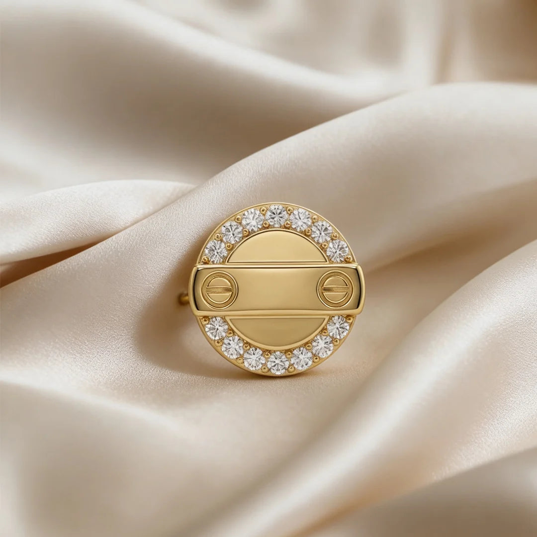 Gold Orbit Bar Stud Earrings