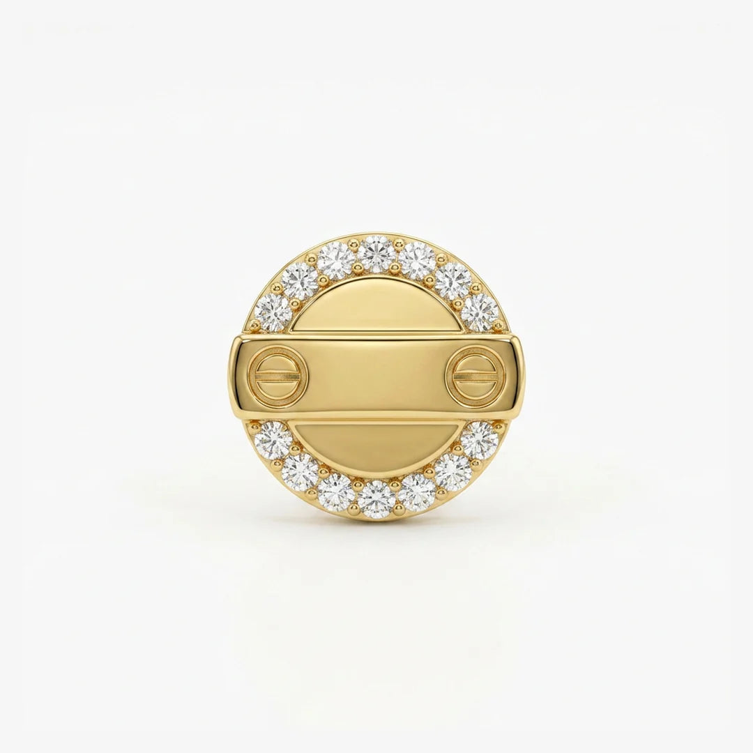 Gold Orbit Bar Stud Earrings