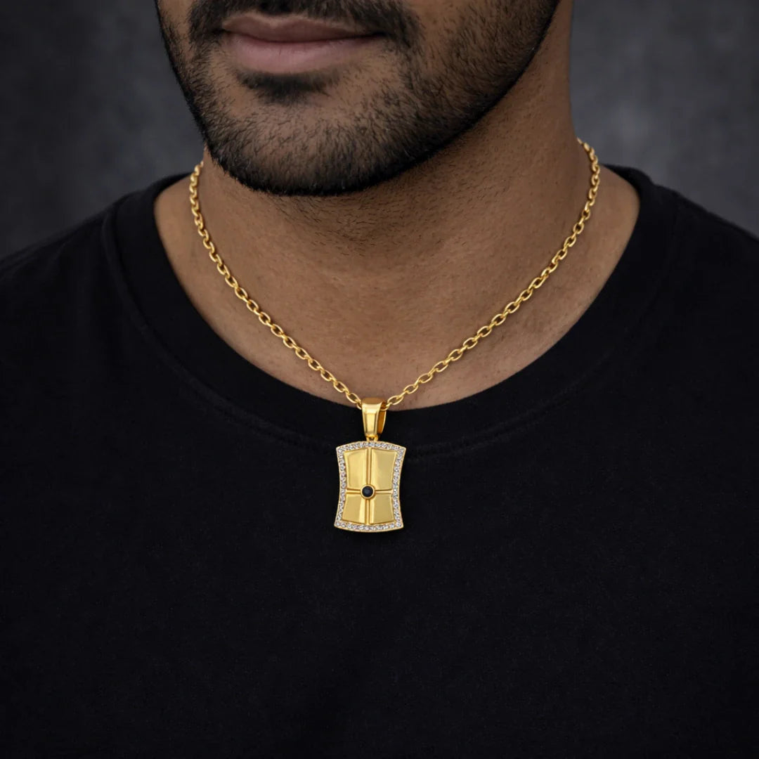 Obsidian Black Stone Pendant Men