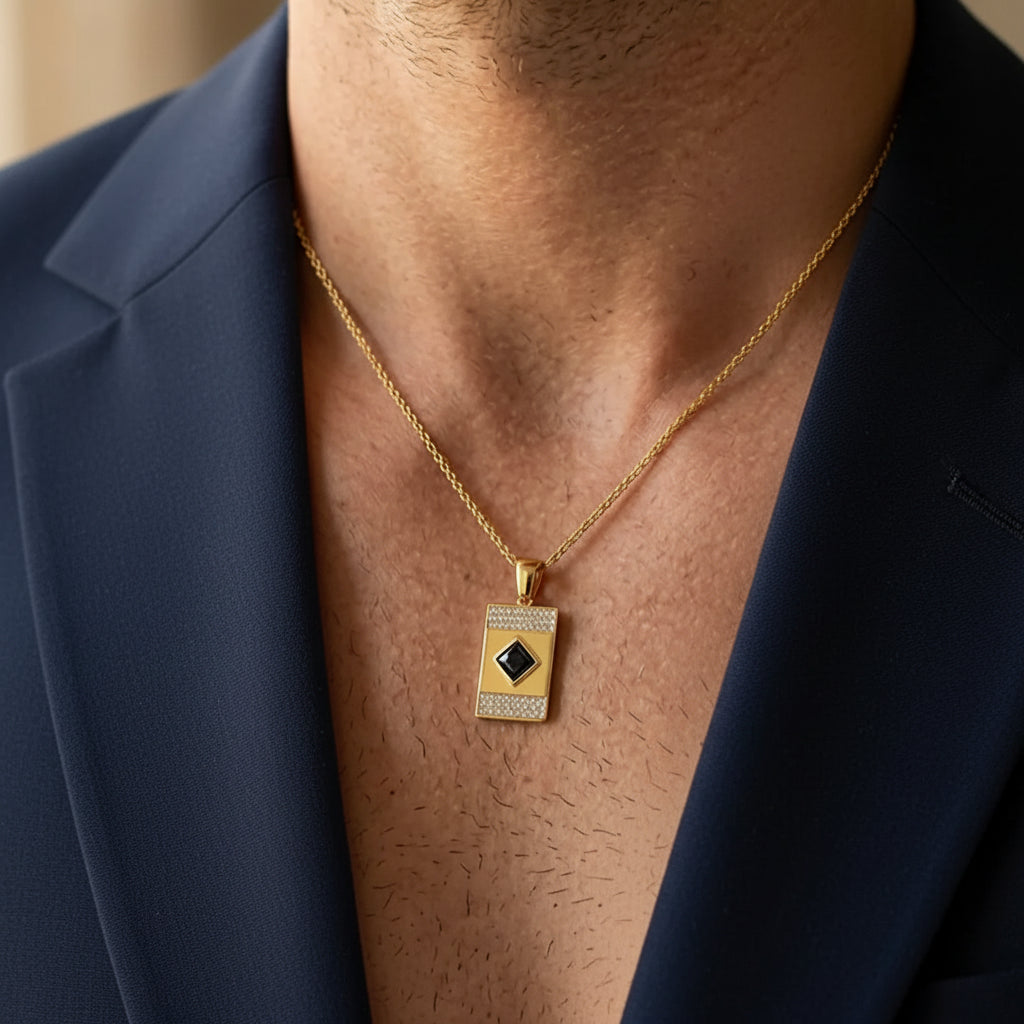Noir Black Stone Pendant Men